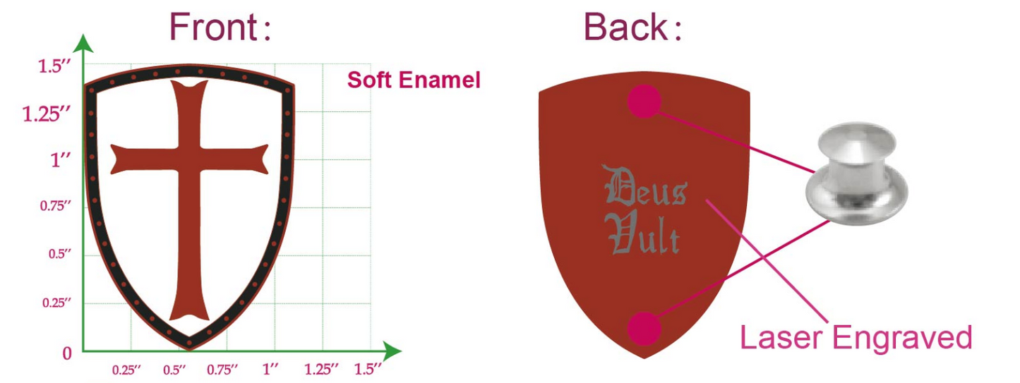 Deus Vult Shield Lapel Pin - LIMITED EDITION